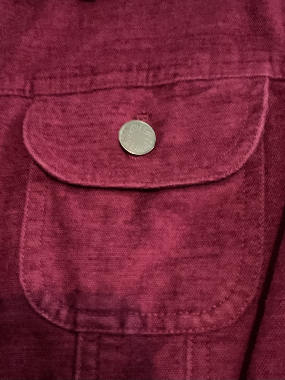 J. Jill Burgundy Corduroy Button-Front Jean Jacket. Deep cranberry color. - Picture 4 of 7